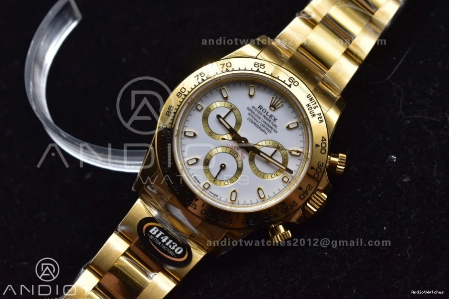 White OnTrend Best YG Daytona 743 Dial Bracelet 1:1 Edition BTF 116508 SA on 0106